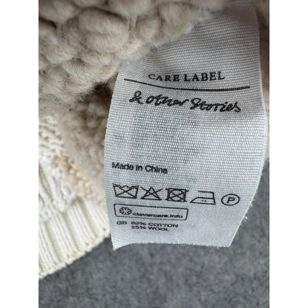 & Other Stories Sweater Womens Large Cream Beige Chunky Cable Knit Wool Blend - Picture 5 of 10